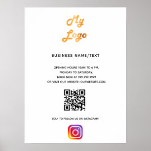 Business Logo qr Code Instragram weiß Poster