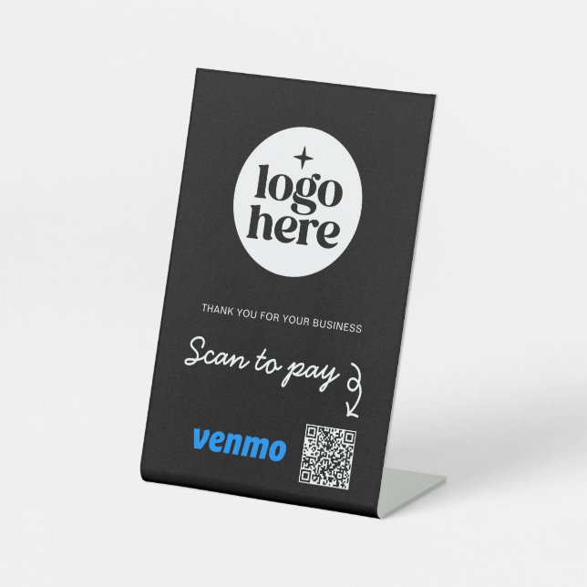 Business Logo QR Code Payment Scan To Pay Sockelschild (Vorderseite)