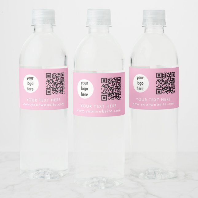 Business Logo QR Code Text Website Pink Customer (Flaschen)