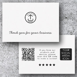 Business Logo Review Link QR Code Thank You White Dankeskarte