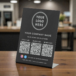 Business Logo Social Media Create 3 QR Codes Sockelschild