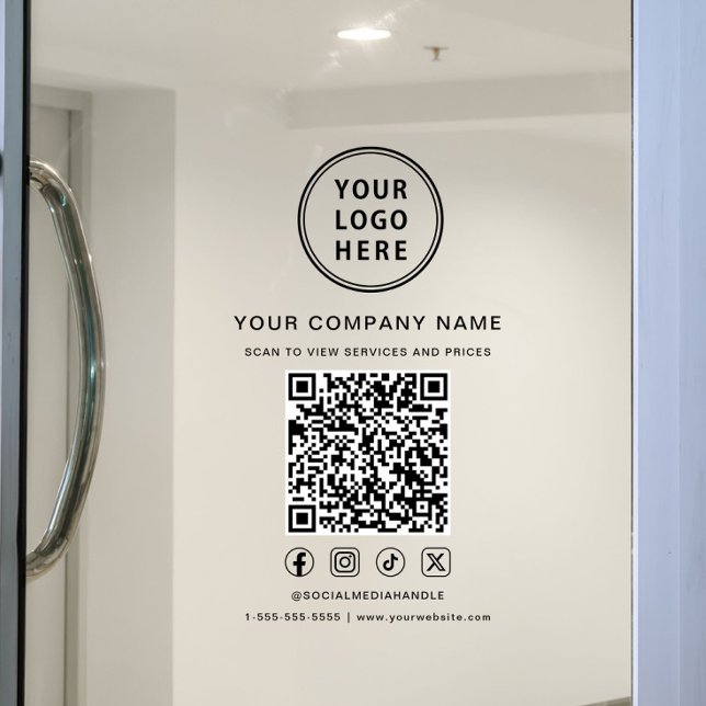 Business Logo Social Media Create Your QR Code Fensteraufkleber (Business Logo Social Media Create Your QR Code Window Cling)