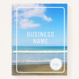 BUSINESS LOGO STRAND FOTO SAND BLAUE MEER SKY CLOU NOTIZBUCH
