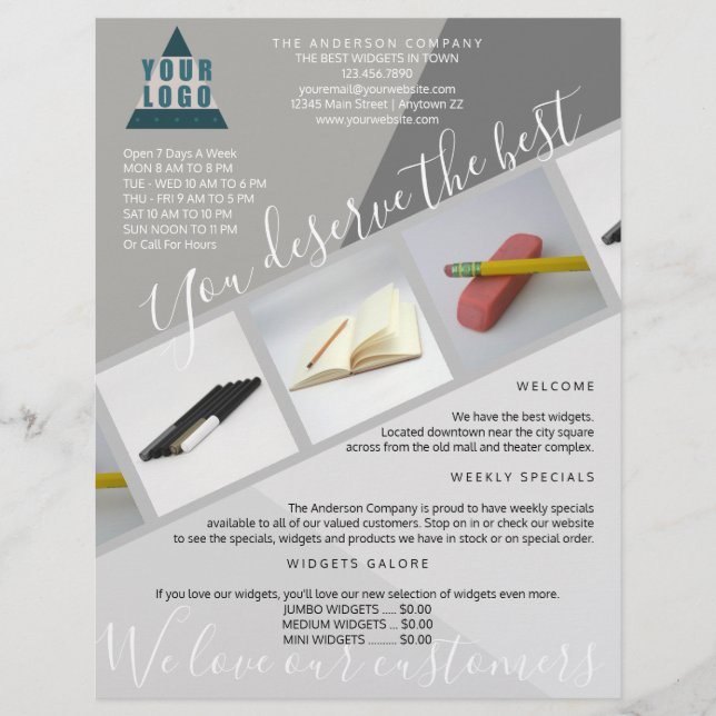 Business-Logo Trendy Modern Geometric 3 Foto Flyer (Vorne)