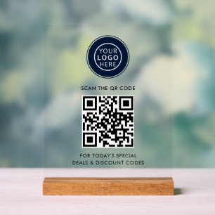 Business-Logo und QR-Code Minimalistisch Acrylschild
