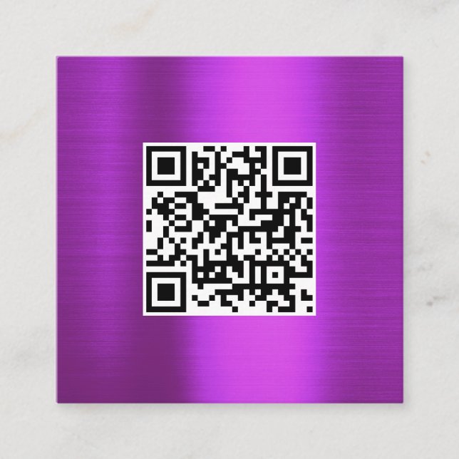 Business-Logo-Visitenkarte für lila QR-Code Quadratische Visitenkarte (Vorderseite)