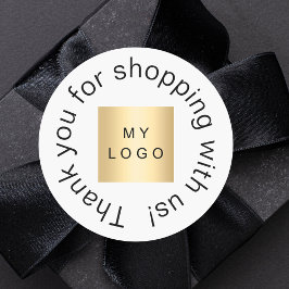 Business-Logo weiß, einfach danke Runder Aufkleber