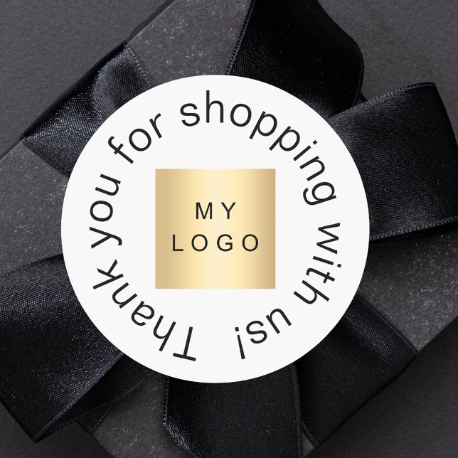 Business-Logo weiß, einfach danke Runder Aufkleber (Von Creator hochgeladen)