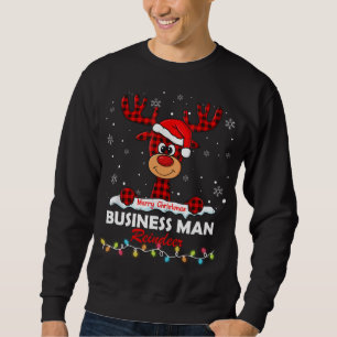 Business Man Reindeer Weihnachtsmannmütze Buffalo Sweatshirt
