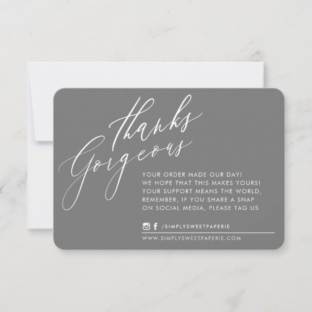 BUSINESS MERCI chic calligraphie gris inverse (Devant)