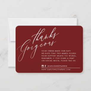 BUSINESS MERCI chic calligraphie maroon rouge