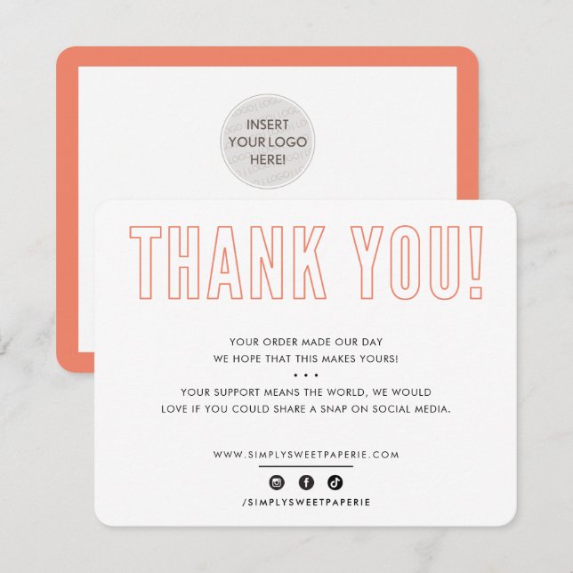 BUSINESS MERCI esquisse typographie orange (Devant / Derrière)