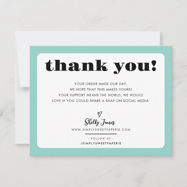 BUSINESS MERCI logo chic vert menthe moderne (Devant)