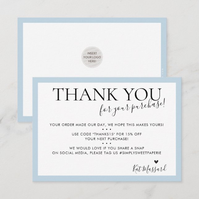 BUSINESS MERCI moderne chic canard pâle oeuf bleu (Devant / Derrière)