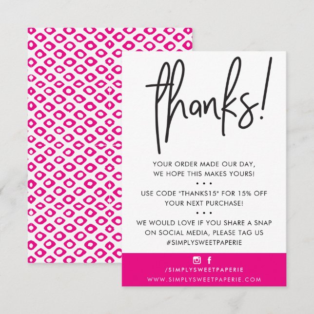 BUSINESS MERCI moderne client rose chaud ikat (Devant / Derrière)