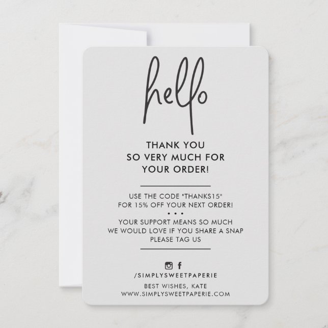 BUSINESS MERCI moderne hello gris pâle noir (Devant)