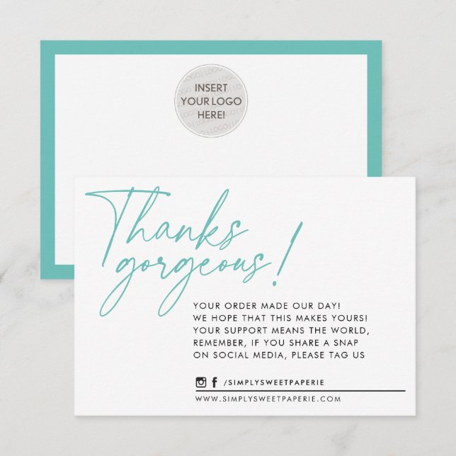 BUSINESS MERCI stylo à bille moderne menthe (Devant / Derrière)