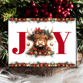 Business Merry Christmas Cute Festive Highland Cow Feiertagskarte