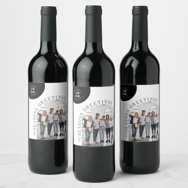 Business Modern Arch Foto Weihnachtskarte Weinetikett (Flaschen)