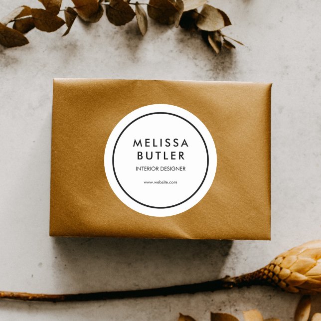 Business Modern Beruflich White Runder Aufkleber (Von Creator hochgeladen)