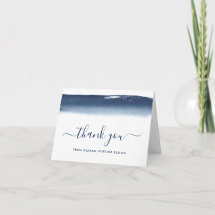 Business Modern Watercolor Navy Blue Dankeskarte