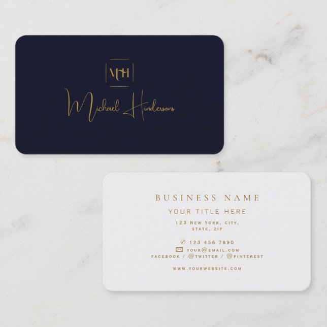 Business Monogram Minimalistisch Modern Beruflich Visitenkarte (Vorne/Hinten)