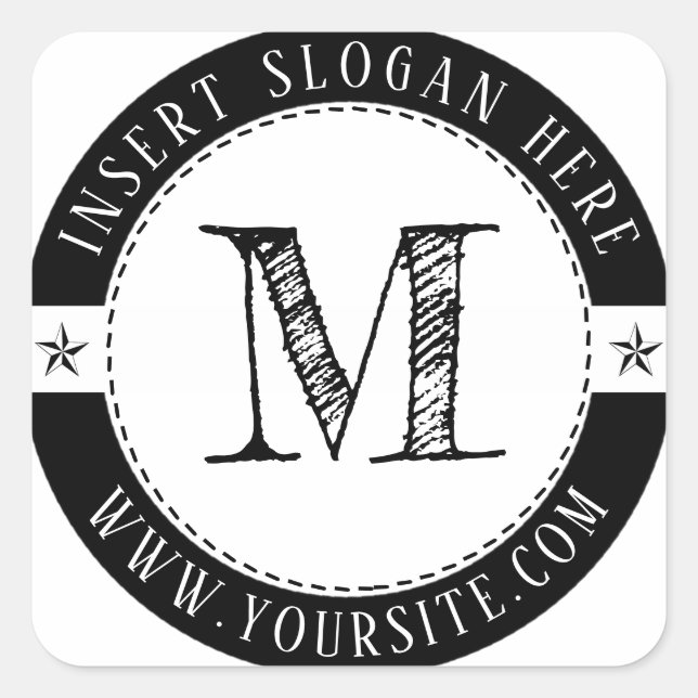 Business Monogram Personalisiert Quadratischer Aufkleber (Vorderseite)