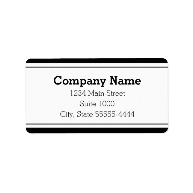 Business Name Black and White Return Address Adressaufkleber (Vorne)