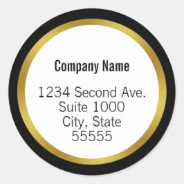 Business Name Black White and Gold Return Address Runder Aufkleber