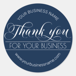 Business Navy Blue White Calligraphy Vielen Dank Runder Aufkleber