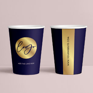 Business Navy & Gold Logo Markenunternehmensverans Pappbecher