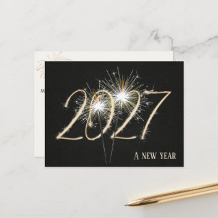 Business New Year 2026 Party Sparklers Postkarte