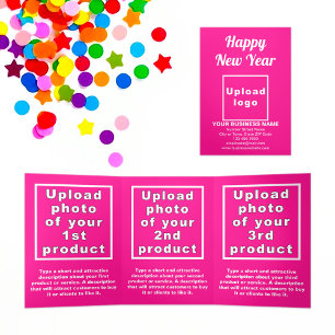 Business New Year Pink Trifold Card Dreifach Gefaltete Karte