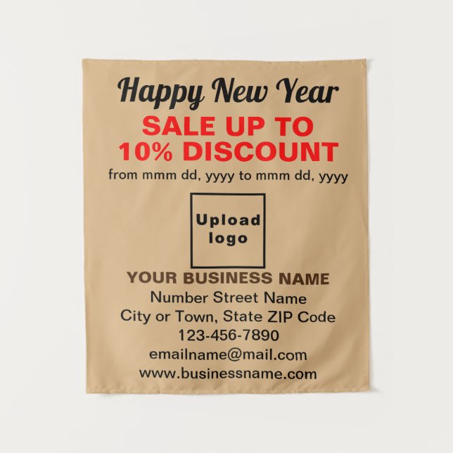 Business New Year Sale on Light Brown Tapestes Wandteppich (Vorderseite)