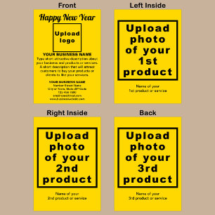 Business New Year Yellow Folded Holiday Card Feiertagskarte
