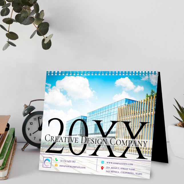 Business Office Corporate Elegant Multi Foto Jahr  Kalender (Office Corporate Elegant Multi Photo Year 20XX Calendar)