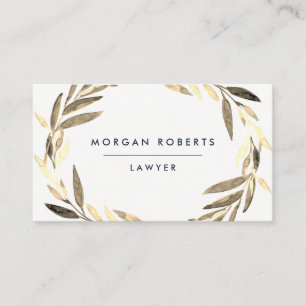 Business Olive Gold Leaaath Wreath Beruflich Visitenkarte