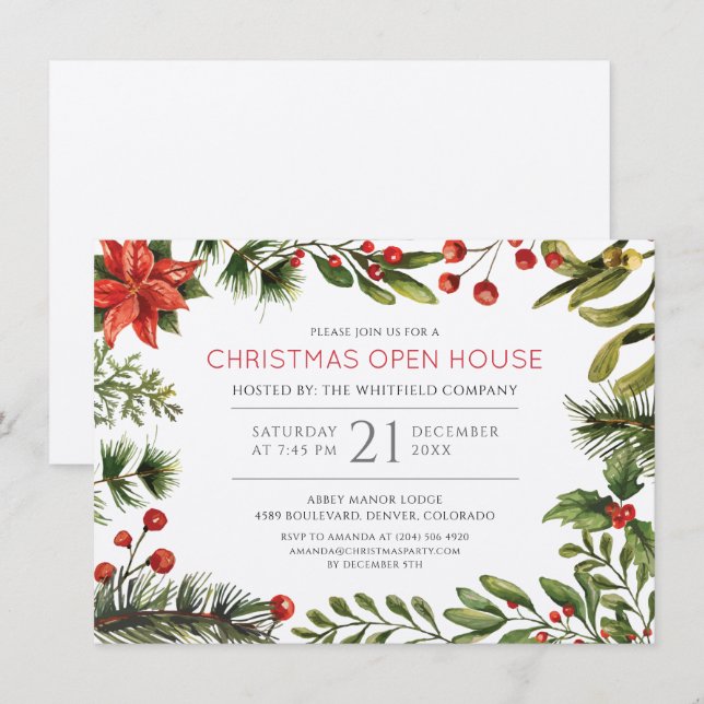 Business Open House Weihnachtsfeiertag Einladung (Vorne/Hinten)