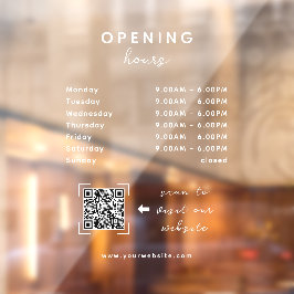 Business Opening Hours QR Code Transparent Fensteraufkleber
