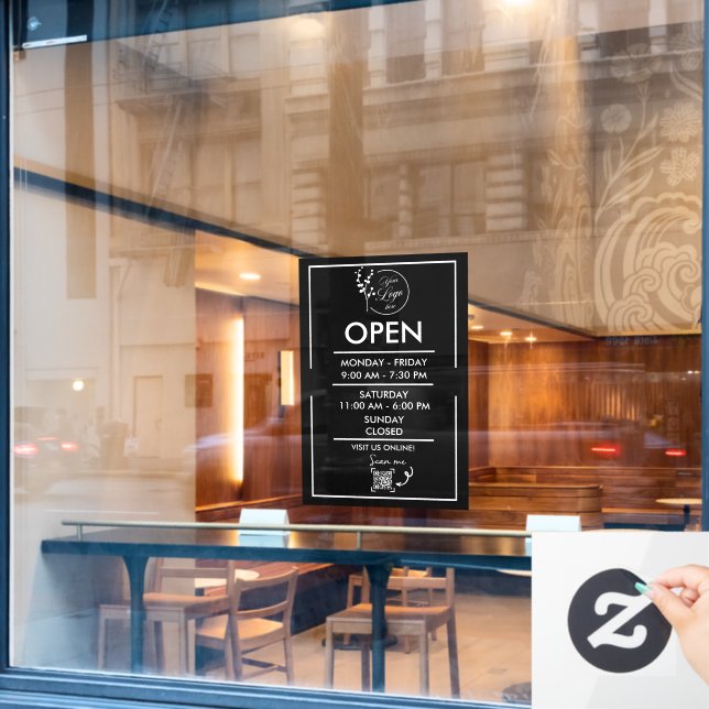 Business Opening Hours Schedule Window Cling Decal Fensteraufkleber (Café-Fenster)