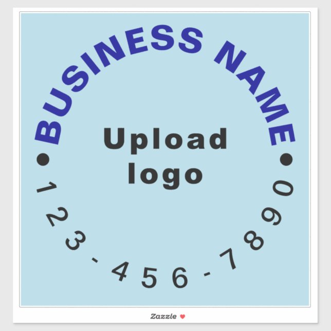 Business Phone on Light Blue Large Square Vinyl Aufkleber (Blatt)