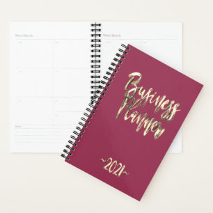 Business Planer 2021 rosa rotes Gold-Script modern