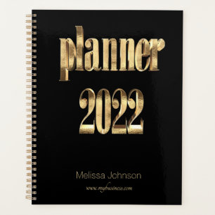Business Planner 2022 Script noir et or moderne