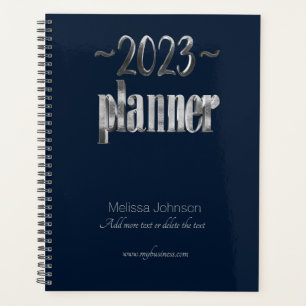 Business Planner 2023 Script bleu et gris moderne