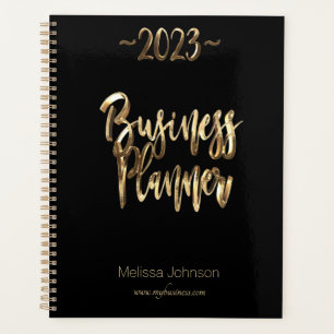 Business Planner 2023 Script noir et or moderne