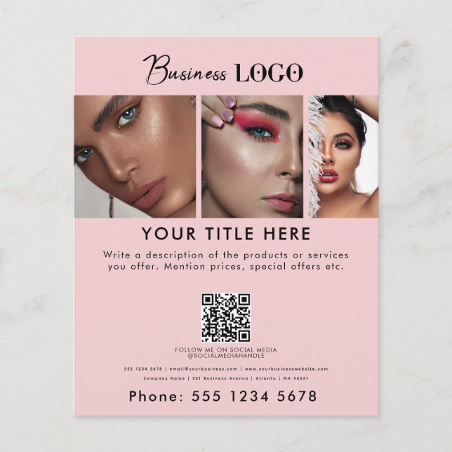 Business Promotionsalon Schönheitshaar Nail Makeup Flyer (Vorne)