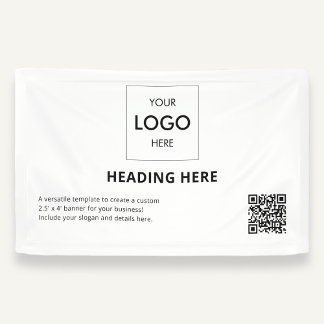 Business QR Code Advertising White Banner