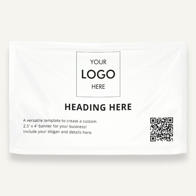 Business QR Code Advertising White Banner (Von Creator hochgeladen)