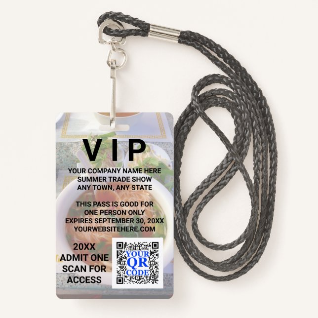 Business QR Code Light Foto Cool Promo Event VIP Ausweis (Vorderseite mit Schlüsselband)