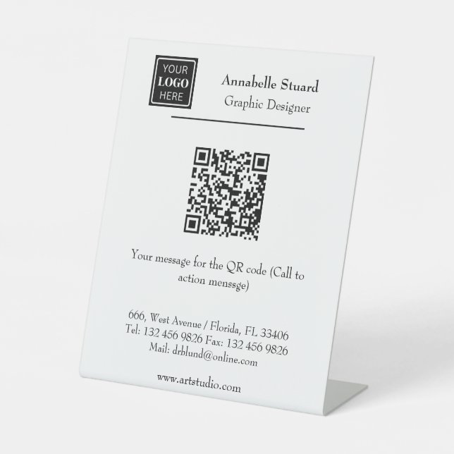 Business QR-Code Office liefert Schreibtischzugrif Sockelschild (Vorderseite)